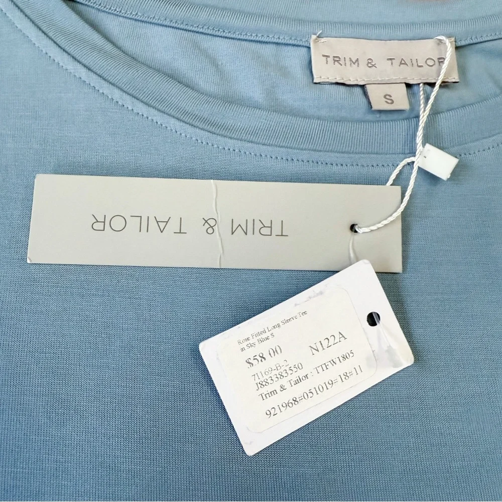 NWT! TRIM & TAILOR soft stretchy blue tee, S. - Picture 6 of 7